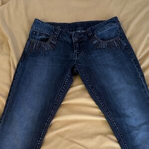 Buffalo David Bitton Dark Blue Embellished Skinny Jeans lowrise